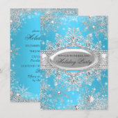 Blue Winter Wonderland kerstfeestdag Kaart (Voorkant / Achterkant)