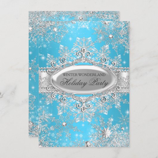 Blue Winter Wonderland kerstfeestdag Kaart (Voorkant / Achterkant)