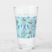 Blue Winter Wonderland Kerstmis Glas (Achterkant)