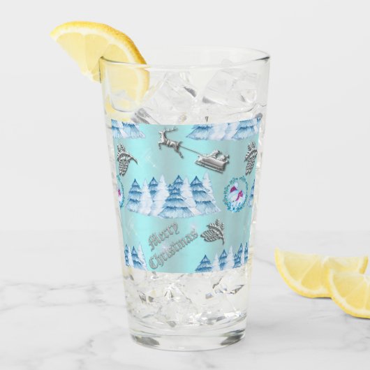 Blue Winter Wonderland Kerstmis Glas (Voorkant ijs)