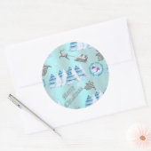 Blue Winter Wonderland Kerstmis Ronde Sticker (Envelop)