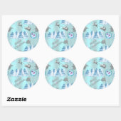 Blue Winter Wonderland Kerstmis Ronde Sticker (Vel)