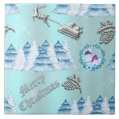 Blue Winter Wonderland Kerstmis Tegeltje (Voorkant)