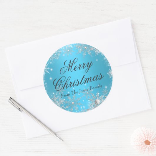 Blue Winter Wonderland Kerstvakantie Sticker (Envelop)