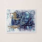 Blue Winter Wonderland met Doe Deer Legpuzzel (Horizontaal)