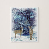 Blue Winter Wonderland met Doe Deer Legpuzzel (Verticaal)