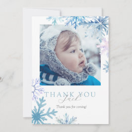 Blue Winter Wonderland photo thank you card Bedankkaart