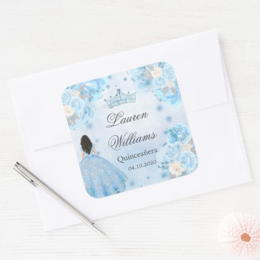 Blue Winter Wonderland Quinceanera Sticker (Envelop)