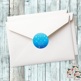 Blue Winter Wonderland Sneeuwvlok Baby shower Favo Ronde Sticker