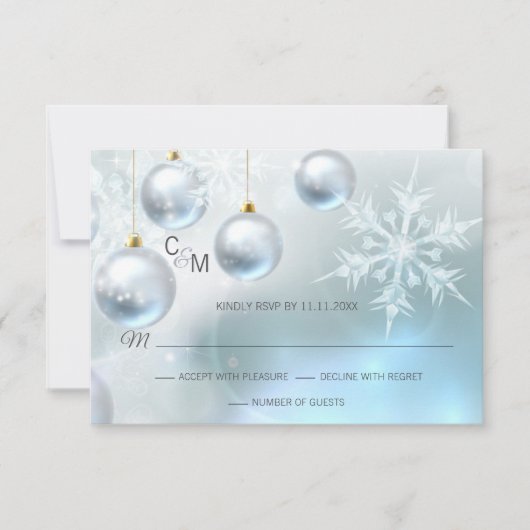 Blue Winter Wonderland Snow Scene RSVP Weddenschap (Voorkant)