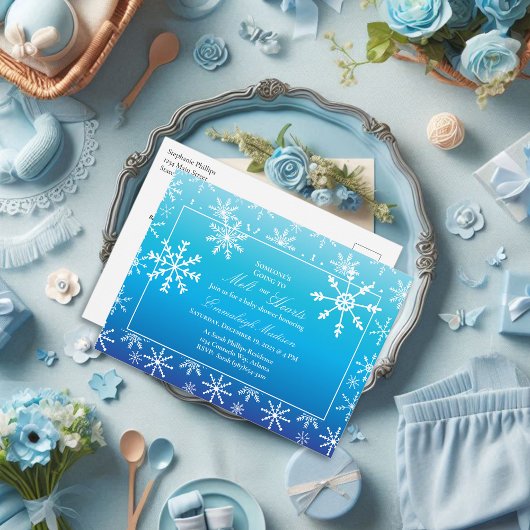 Blue Winter Wonderland Snowflake Baby shower Briefkaart
