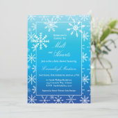 Blue Winter Wonderland Snowflake Baby shower Kaart (Staand voorkant)