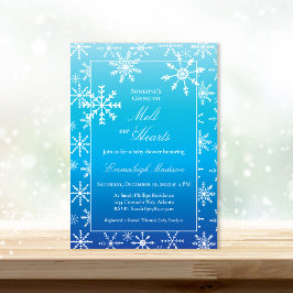 Blue Winter Wonderland Snowflake Baby shower Kaart