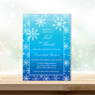 Blue Winter Wonderland Snowflake Baby shower Kaart