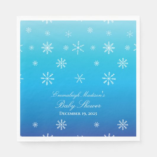 Blue Winter Wonderland Snowflake Baby shower Servet (Voorkant)