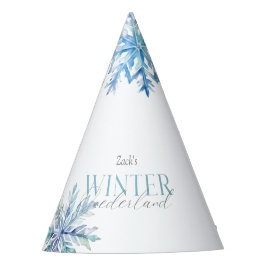 Blue Winter Wonderland Snowflake First Birthday Feesthoedjes