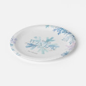 Blue Winter Wonderland Snowflake First Birthday Papieren Bordje (Gekanteld)
