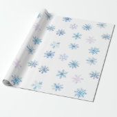 Blue Winter Wonderland Snowflake First Birthday Wr Cadeaupapier (Uitgerold)