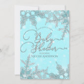 Blue Winter Wonderland Snowflakes Baby shower Kaart (Voorkant)