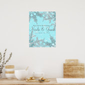 Blue Winter Wonderland Snowflakes Weddenschap Welk Poster (Keuken)