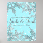 Blue Winter Wonderland Snowflakes Weddenschap Welk Poster (Voorkant)