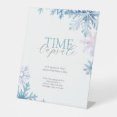 Blue Winter Wonderland Time Capsule Sign Reclamebord Met Voetstuk (Voorkant)