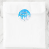 Blue Winter Wonderland Vrolijk Kerstfeest Ronde Sticker (Tas)
