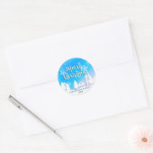Blue Winter Wonderland Vrolijk Kerstfeest Ronde Sticker (Envelop)