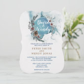 Blue Winter Wonderland Wedding Invitations Kaart (Staand voorkant)