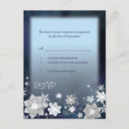 Blue Winter Wonderland Wedding RSVP Uitnodiging Briefkaart (Voorkant)