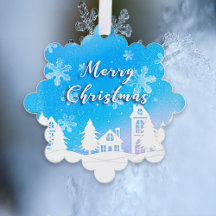 Blue Winter Wonderland White Snowy House Vakantie