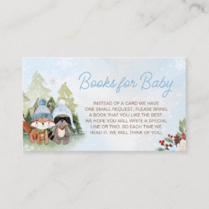 Blue Winter Woodland Baby shower Books for Baby Informatiekaartje