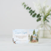 Blue Winter Woodland Baby shower Diaper Raffle Informatiekaartje (Staand voorkant)