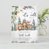 Blue Winter Woodland Baby shower Kaart (Staand voorkant)