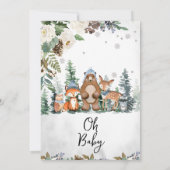 Blue Winter Woodland Baby shower Kaart (Achterkant)