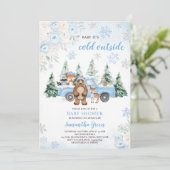 Blue Winter Woodland Baby shower Kaart (Staand voorkant)