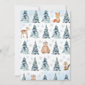 Blue Winter Woodland Baby shower Kaart (Achterkant)