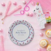 Blue Winter Woodland Cardinaal Birds Baby shower Papieren Bordje (Feest)