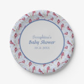 Blue Winter Woodland Cardinaal Birds Baby shower Papieren Bordje (Voorkant)