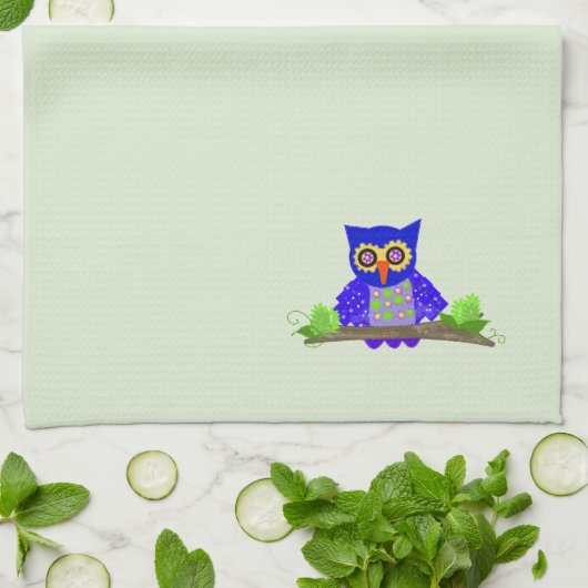 Blue Wise Owl Theedoek (Gevouwen)