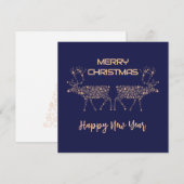 Blue wish card Merry Christmas new year reindeer Feestdagenkaart (Voorkant / Achterkant)