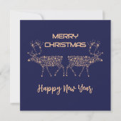 Blue wish card Merry Christmas new year reindeer Feestdagenkaart (Voorkant)