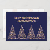 Blue wish card New Year with tree Christmas Feestdagenkaart (Voorkant / Achterkant)