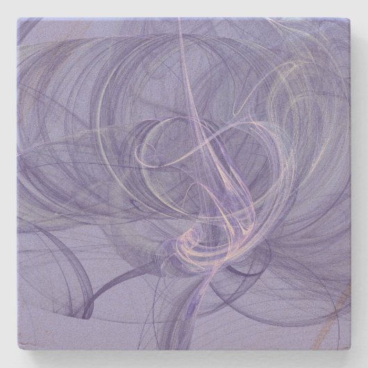 Blue Wispy Fractal Square Stone Onderzetter (Voorkant)