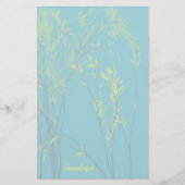 Blue Wispy Trees with Yellow Leaves Voeg Jouw name Briefpapier (Voorkant)