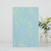 Blue Wispy Trees with Yellow Leaves Voeg Jouw name Briefpapier (Staand voorkant)
