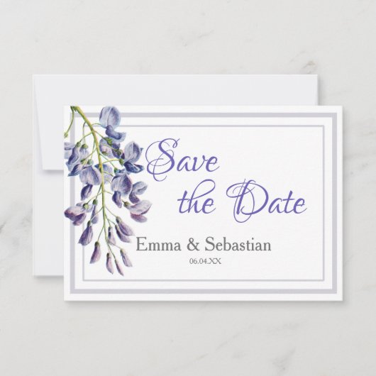 Blue Wisteria Save the Date Kaart (Voorkant)