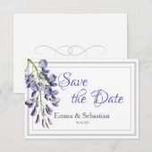 Blue Wisteria Save the Date Kaart (Voorkant / Achterkant)