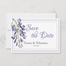 Blue Wisteria Save the Date Kaart