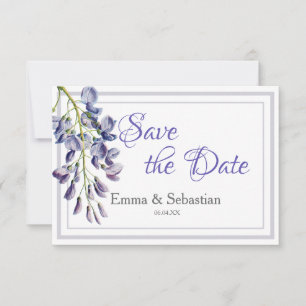 Blue Wisteria Save the Date Kaart